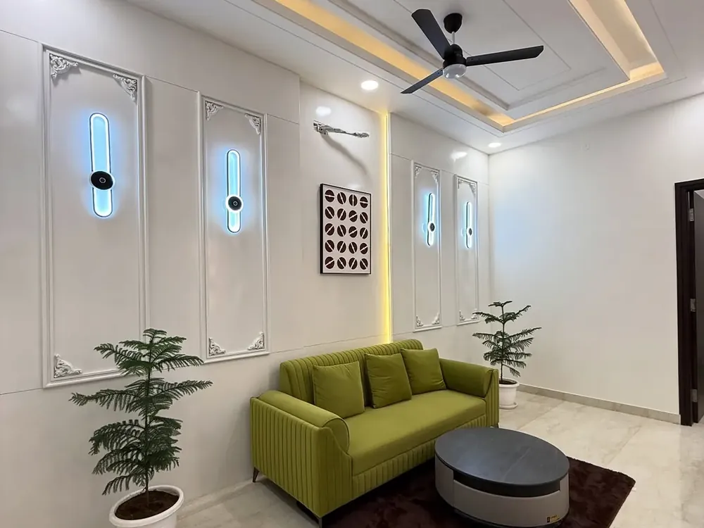 Lounge with wall panels